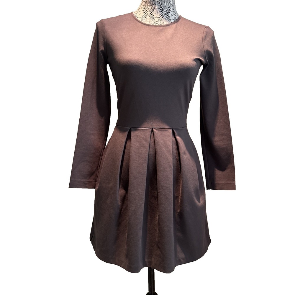 Aritzia Sunday Best‎ short Dark Grey Fit Flare Dress Size 2 Long Sleeve pockets